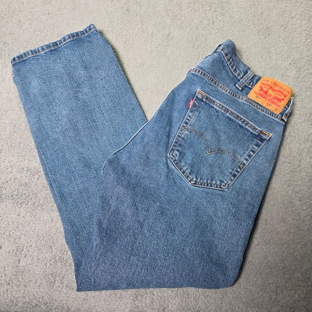 Levi's Mens 38x30 559 Relaxed Straight Jeans Blue Medium Wash Denim 6594